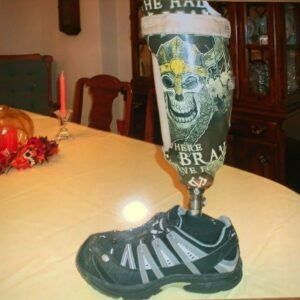 Skeleton design left prosthetic leg size 15 shoe ~ “Large Viking Skull”