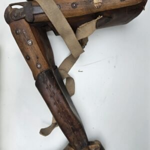 FRENCH ANTIQUE CIVIL SOLDIER WWI WWII PROSTHETIC LEG WOOD LEATHER 30S